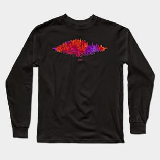 Philadelphia City Skyline - Watercolor Red, orange, purple Long Sleeve T-Shirt